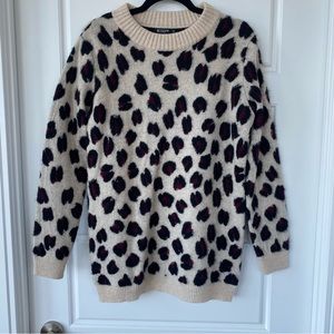 TIGER OF SWEDEN | Leopard print 100% wool sweater sized M fits like S